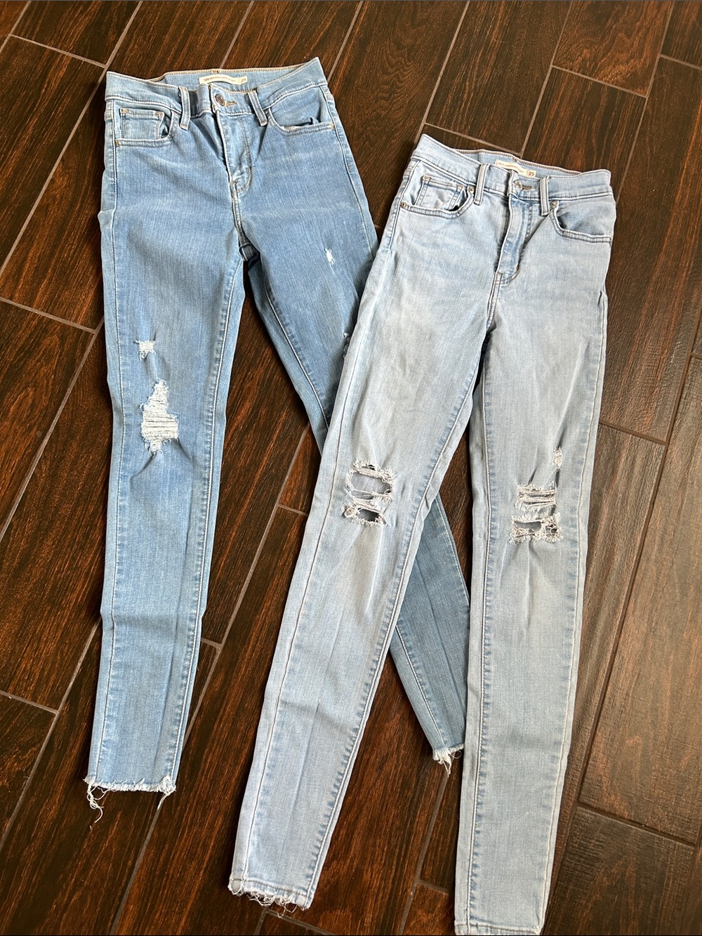 Levi's Light Blue & Medium Blue Distressed Skinny Jeans Duo